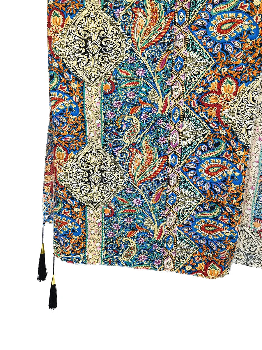 Fashion Vintage Paisley Bikini Cover Ups Summer Chiffon Cardigan Cape Women Beach Swimsuit Sun Protection Smock Loose