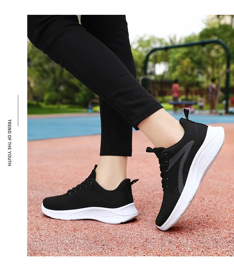 Women Casual Sport Shoes Breathable Lightweight Sneakers Outdoor Mesh Black Running Shoes Athletic Jogging Tenis Walking Shoes