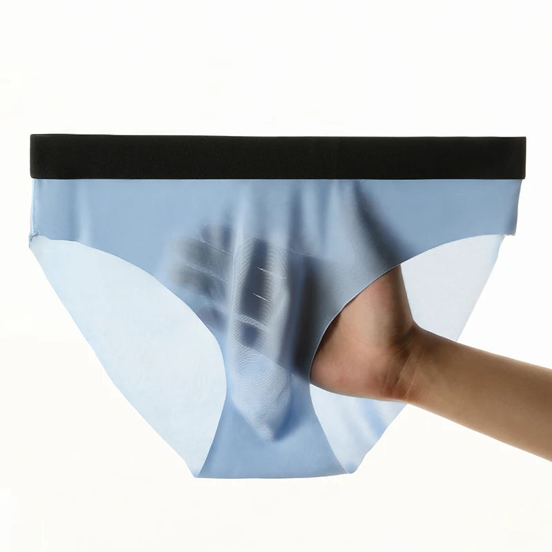 5pc Men's underwear Men's ice silk seamless breathable ultra-thin briefs summer ice soft and comfortable boys underpants