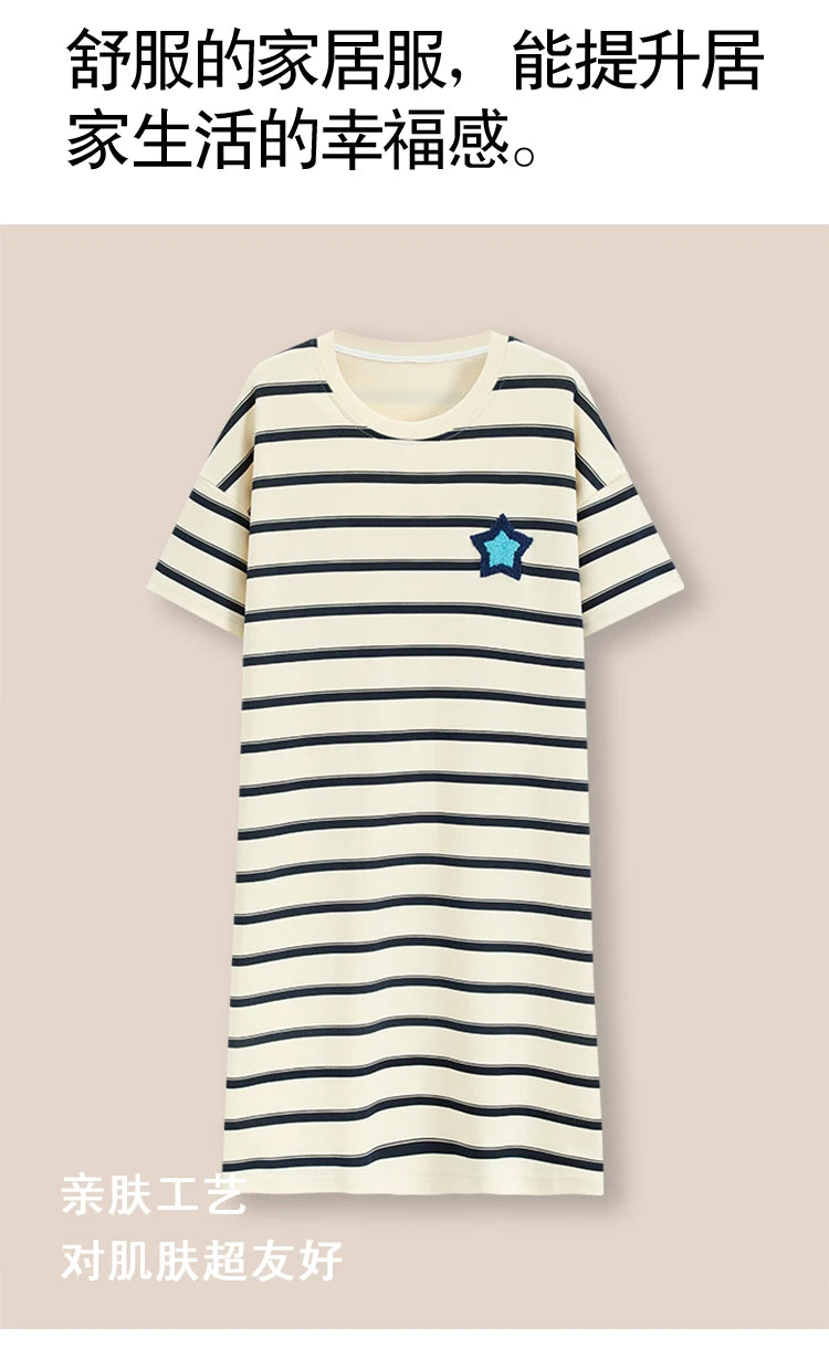 100% COTTON! M-4XL Plus Size Summer Women Nightgown Brand New Anti-bacterial HQ Nightdress Short Sleeves Sleepshirt Casual Dress