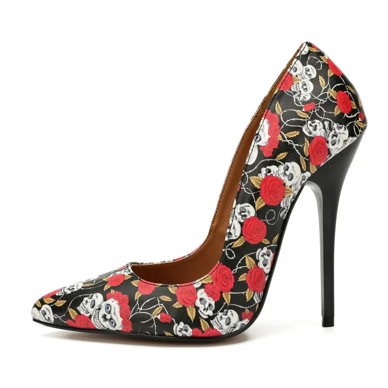 Sexy Extreme High Heels Pumps Women Shoes Large Size 45 Point toe Black Red Heeled Autumn Office Party Wedding Shoes Female