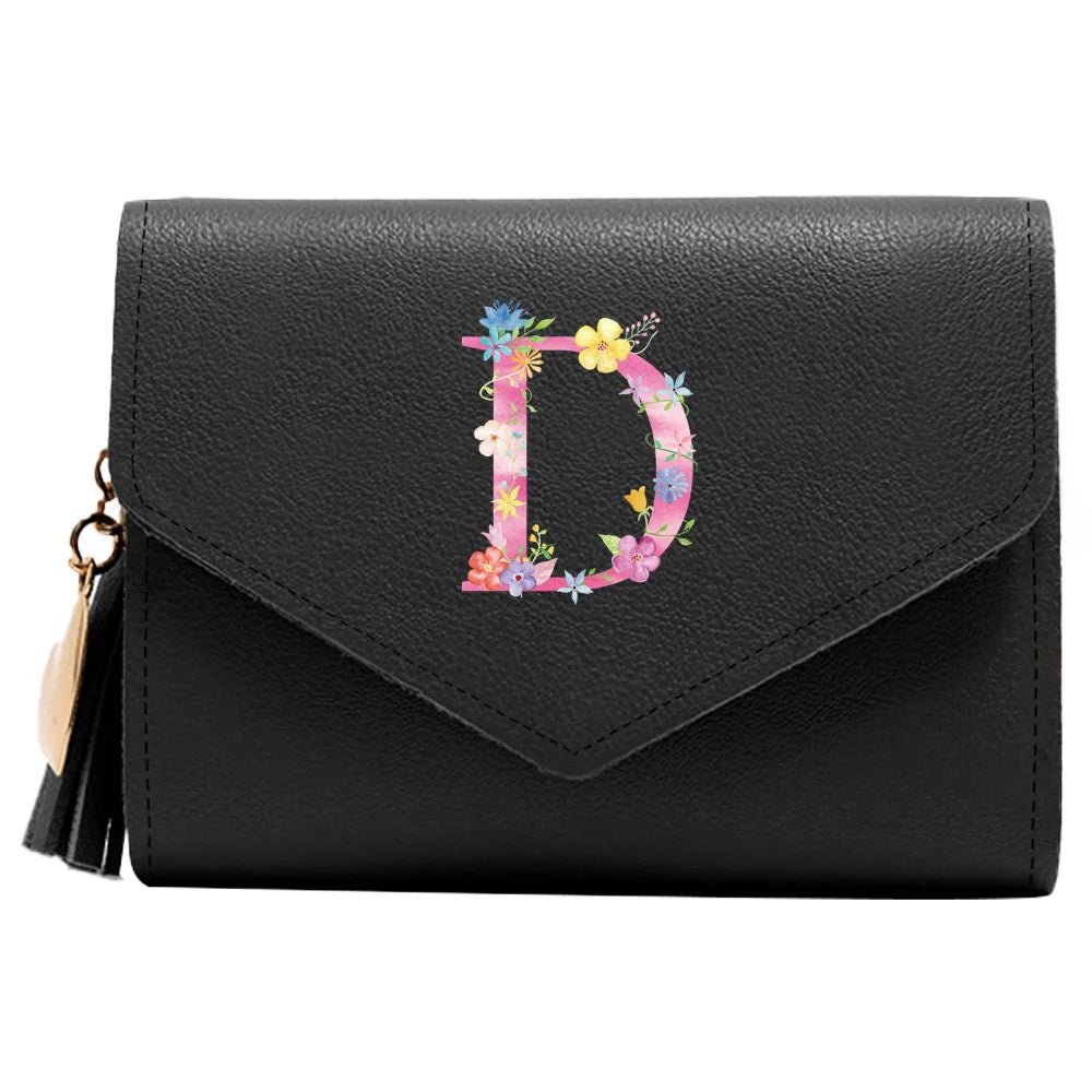 Purse Female Mini Wallet Cute Purse Pink Letter Pattern Slim Wallet RFID Blocking Credit Card Holder Coin Pocket ID Window