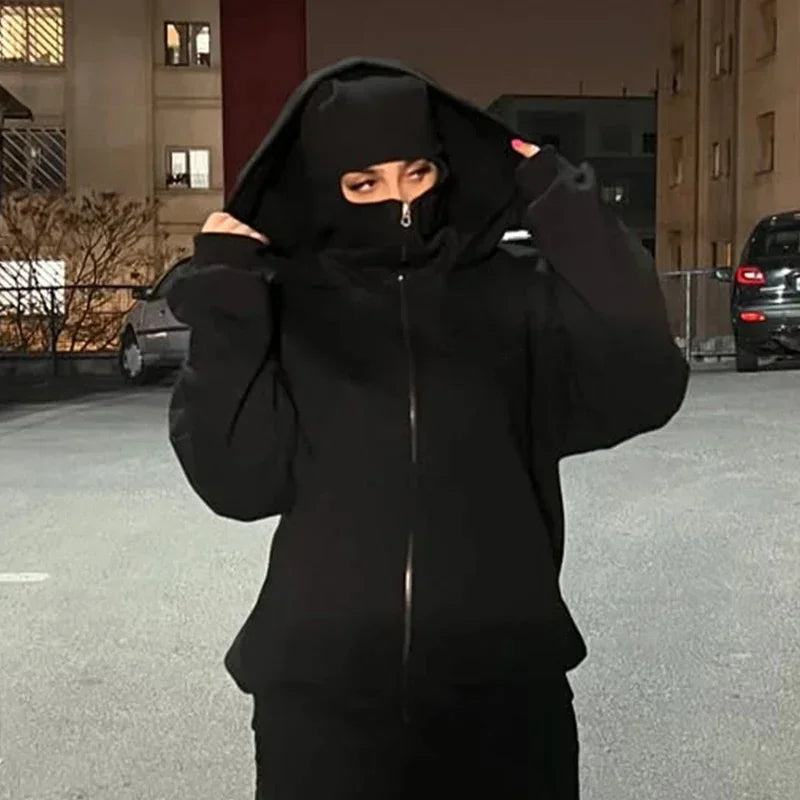 Plain Design Hooded Zip Up Sweatshirt for Men Women Autumn Winter Ins Style Couple Matching BAZAARHUBO