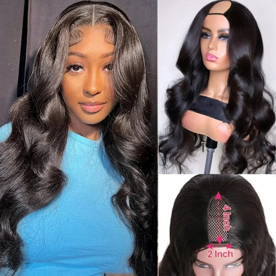 V Part Wig Human Hair Body Wave Upgrade No Leave Out Glueless Wigs U Part Shape Wig For Women Pre Plucked Remy Hair Daily 200%