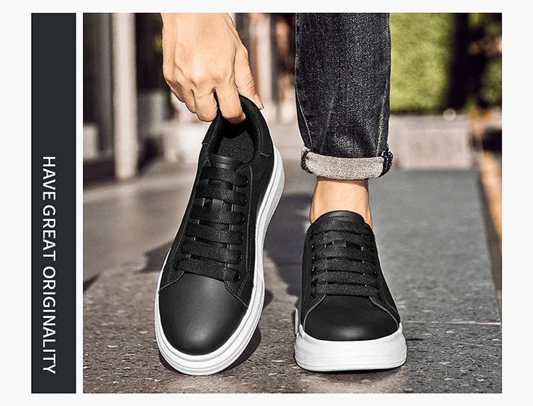 Men's Invisible Height Increasing Elevator Shoes Lace-up Sporty White Sneakers 6cm 8cm 10cm Taller Size Plus Invisible Elevate
