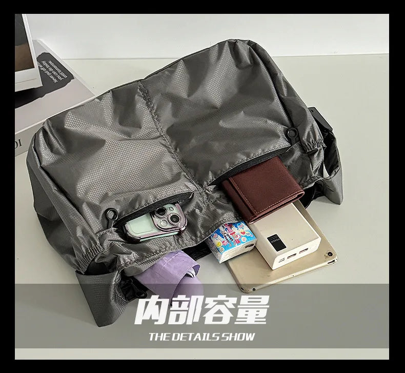 Outdoor Portable Crossbody Bags for Men and Women Commuter Waterproof Youth Shoulder Bag Solid Color Lightweight Female Tote