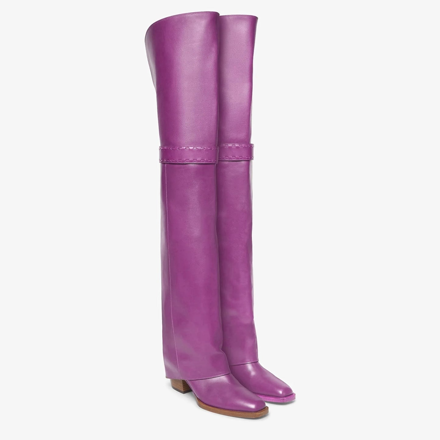 Elegant Temperament of European and American Women, Thick High Heels, Skirt Hem, Knee High Boots, Oversized Retro Knight Boots