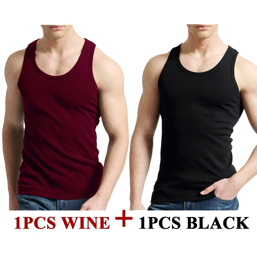 Tank Tops Men Fitness Cool Summer 100% Cotton Vest Male Sleeveless Tops Gym Slim Casual Undershirt Mens Gift 10 Colors 1PCS