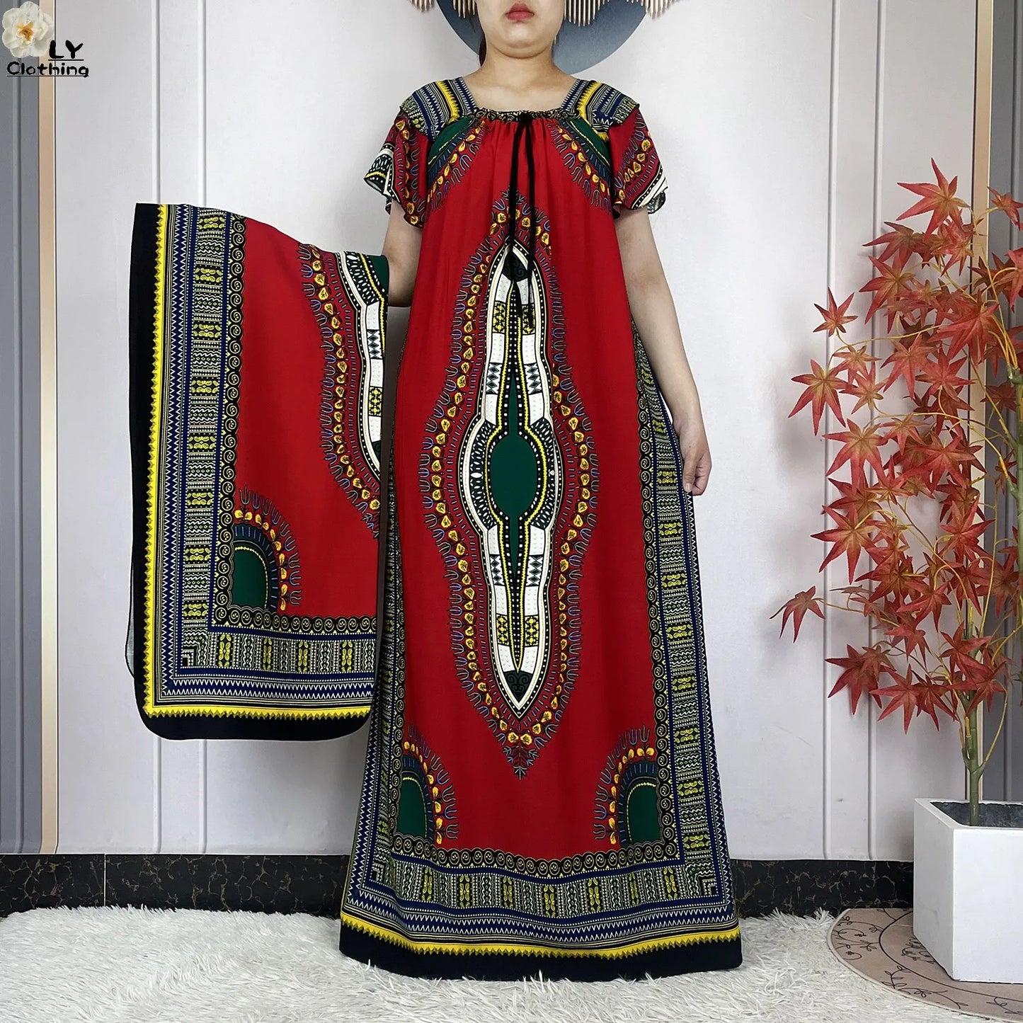 New Style African Abaya Summer Fashion Short Sleeve For Women Dress Cotton Boat Neck Loose Caftan Dubai Islam Femme Elegant Robe