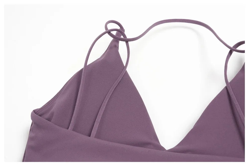 Yoga Set - Backless Bra + Cross Waist Wide Leg Pants Fitness Suit, Jogging Tracksuit Active Wear Workout Loungewear Sports Gym