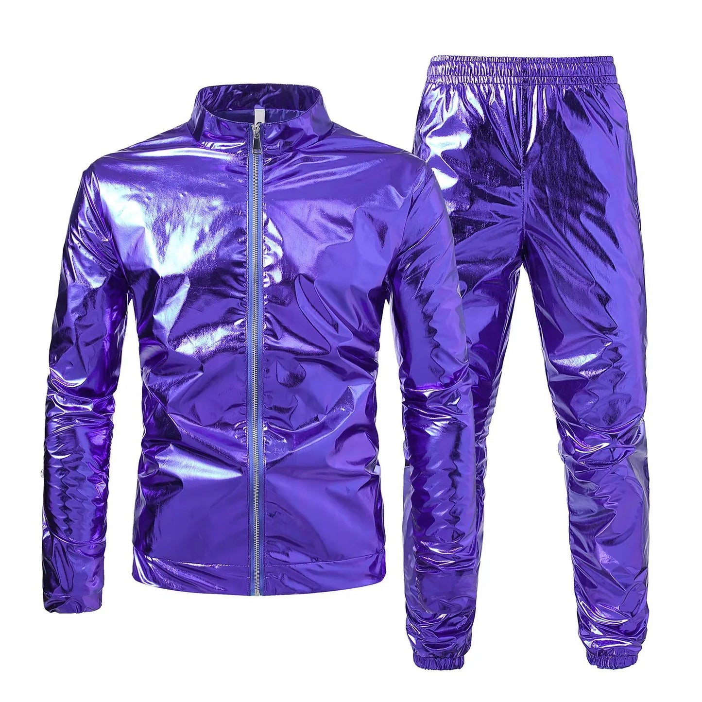 Unisex Jacket and Long Pants Tracksuit Stand Collar Sports Suit 2 Piece Set Men Women Cosplay Stage Performance Dance Costumes