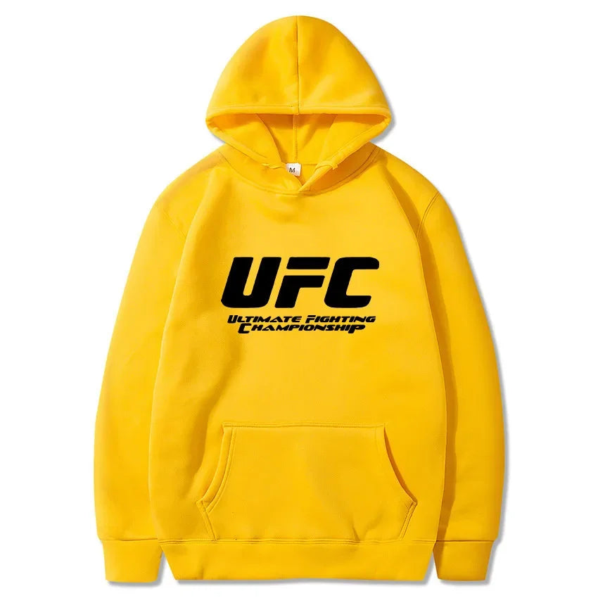 2026 New UFC Men's Hooded Sweatshirt Autumn Winter Polar Print Casual Sports Hooded Sweat BAZAARHUBO