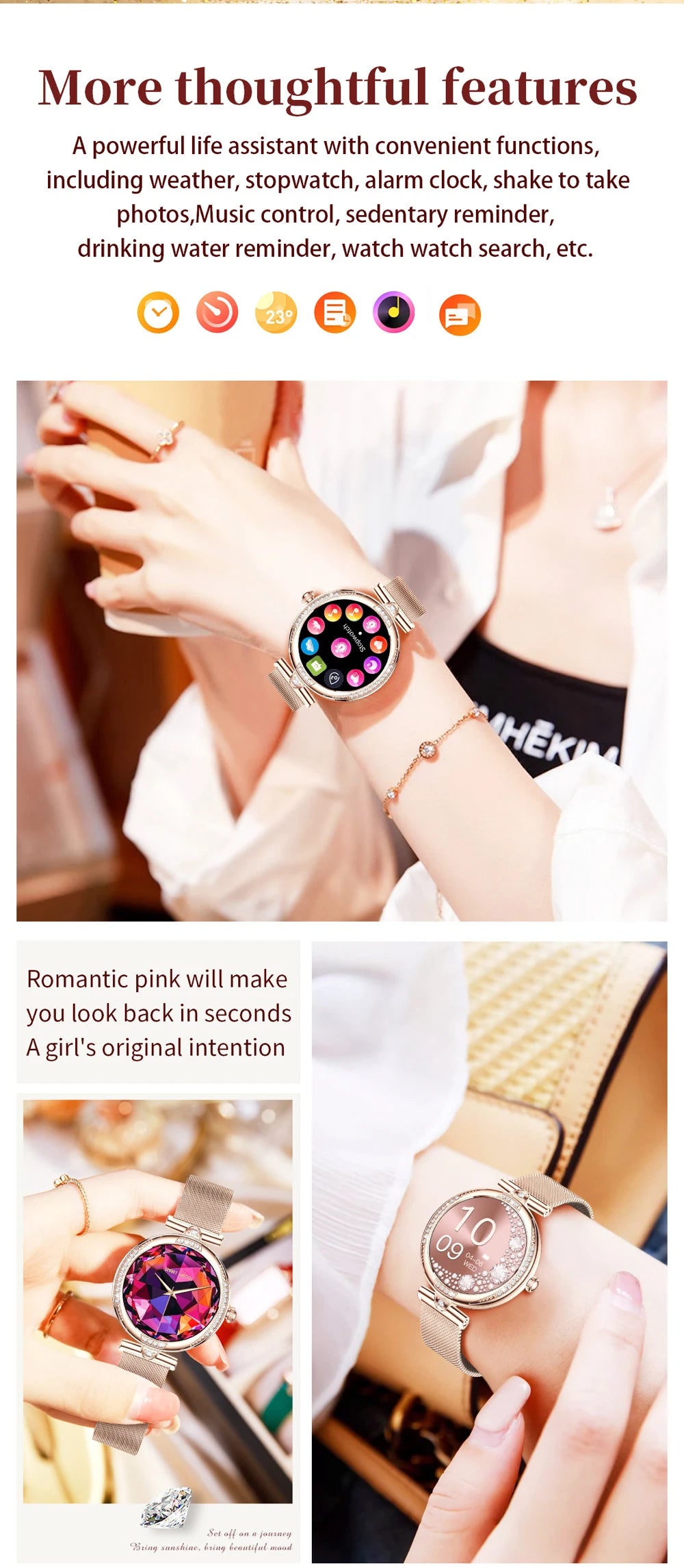 2025 Blue Tooth Call Lady Smartwatch 1.19" AMOLED Screen Women Smart Watches Waterproof Sports Fitness Tracker Health Bracelet