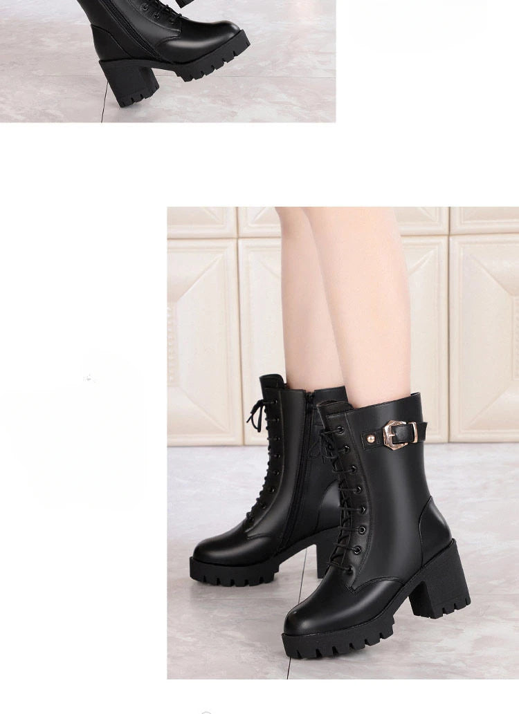 Luxury Women's Boots Winter Warm Women Snow Boots Fashion High Quality High Heels Comfort Platform Women Short Boots Botas Mujer