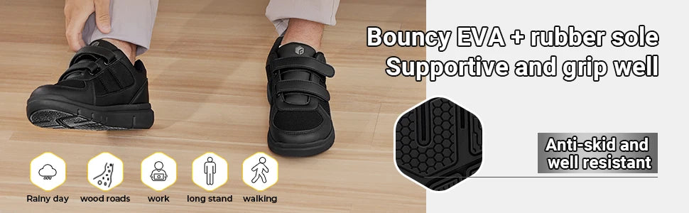 FitVille Mens Diabetic Shoes Extra Wide Width Diabetic Shoes for Men for Neuropathy Swollen Feet Shoes Pain Relief with Closure