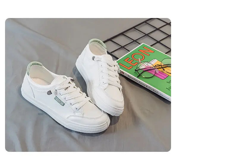 Outdoor Walking Trainers Women Running Shoes Summer Fashion White PU Leather Lace-Up Breathable Jogging Casual Sneakers De Mujer