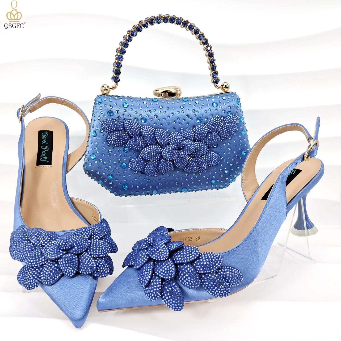 African Fashion Green Heels & Matching Bag Set | Women's Pointed Toe Pumps