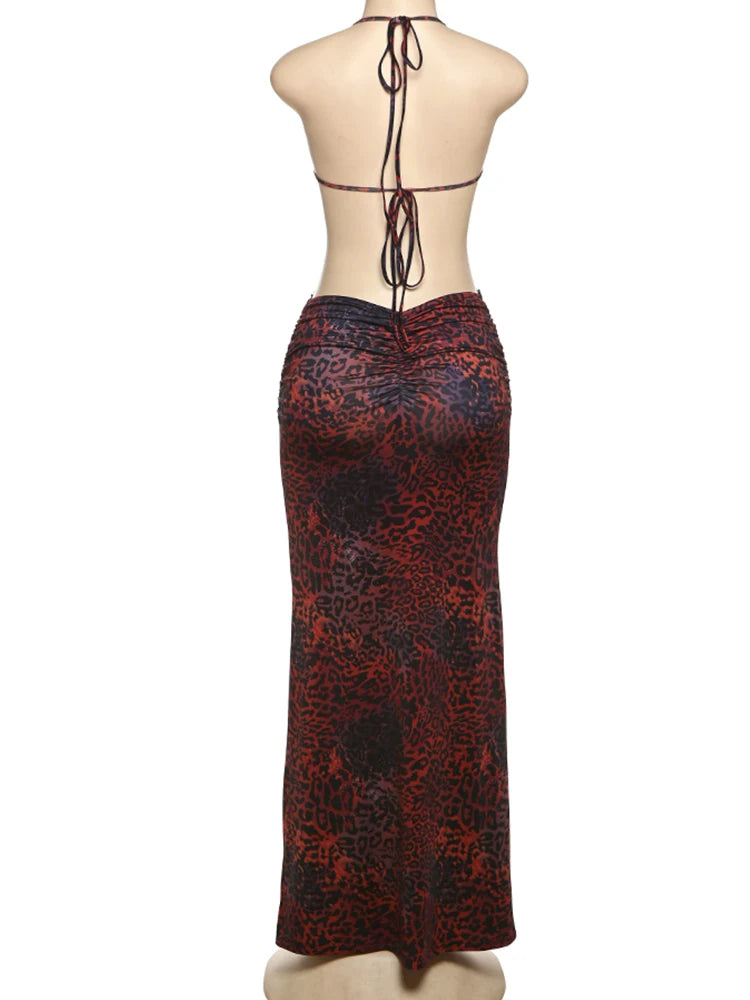 kliou Pearl Splice Stunning Dresses Women Sexy Tie Dye Tassel Bandage Hollow Shirring Maxi Bodycon Lady Vacation Party Vestidos