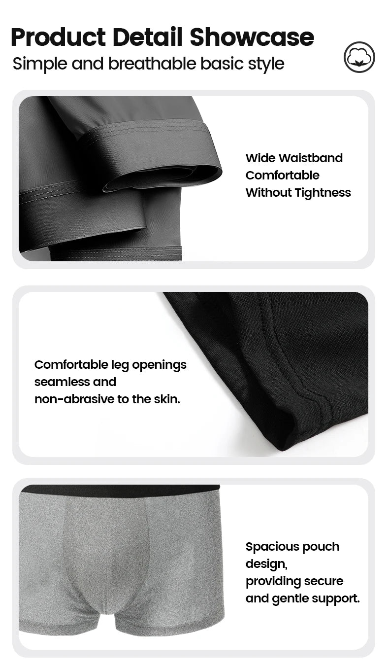 Men's underwear wholesale, European and American cross-border ice silk English size four-corner pants, large size underpants