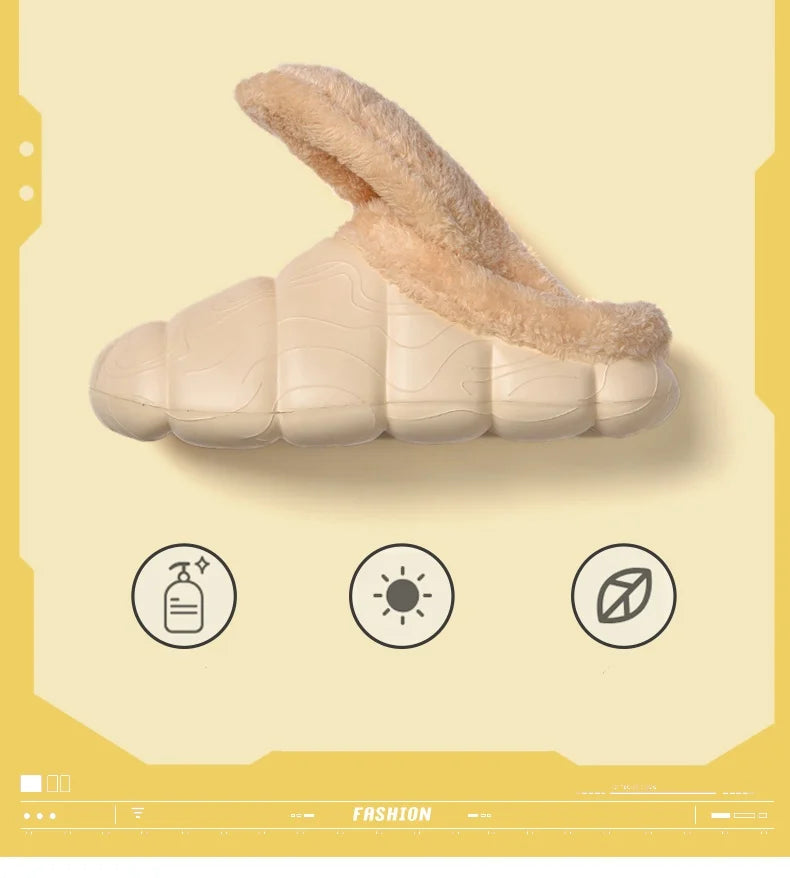 STRONGSHEN Men Women Warm Slippers EVA Slip on Shoes Walking Shoes Winter Fur Half Slipper Soft Household Sandals Zapatos Hombre
