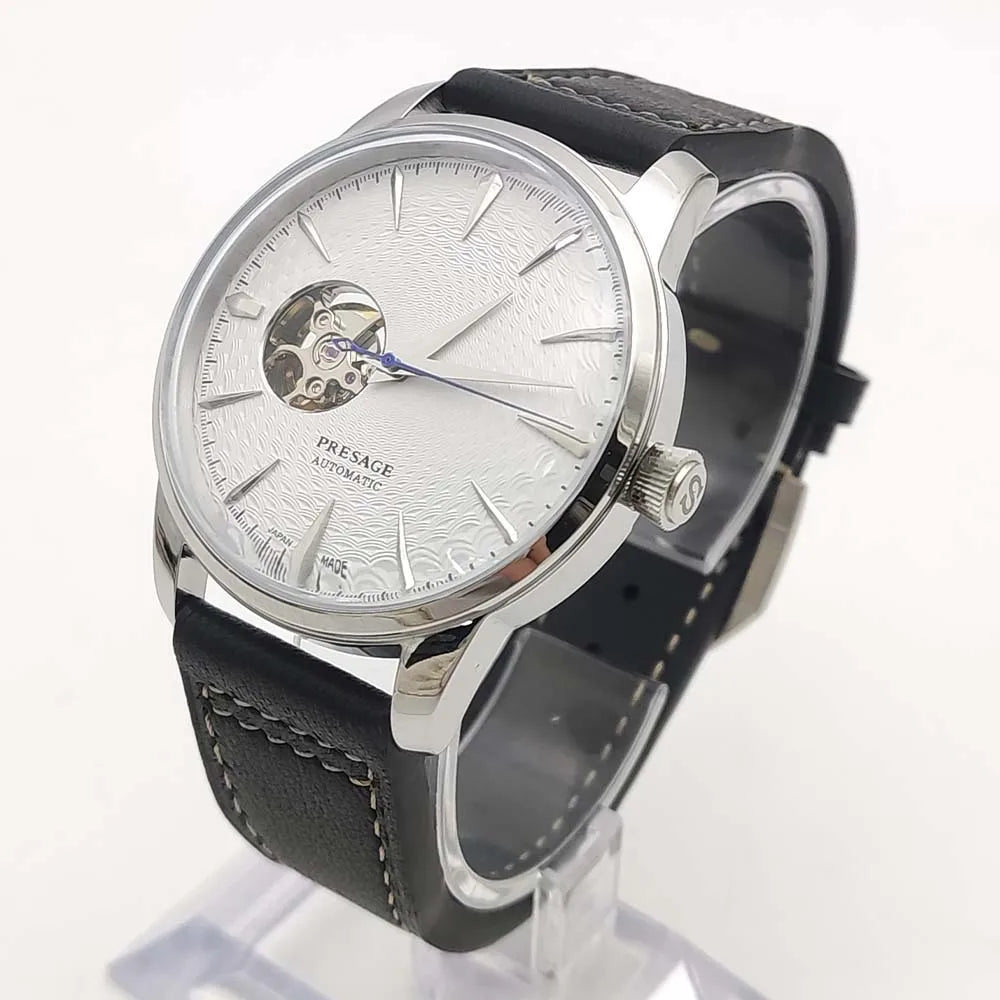 Men's Fashion Mechanical Watch NH38 Skeleton Dial Design Vintage Round Case Transparent Cover Men's Watch