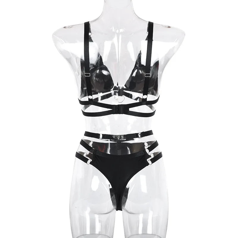 2-Piece Fancy Bra Set Women Erotic Ring Sexy Underwear Set Wireless Ladies Lingerie Outfit Bilizna Intimate