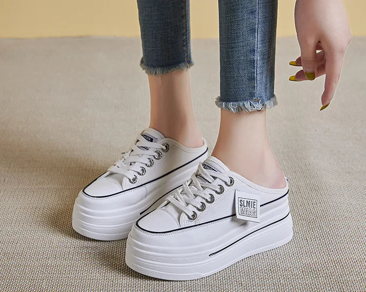 Fujin flip flops women 7.5cm Platform Slippers Denim Chunky Sneaker Casual Comfy Breathable Summer Shoes Women's slippers