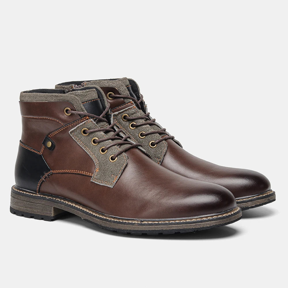Dark Brown Men boots Spring British Style Leather Boots Retro Men Ankle Boots