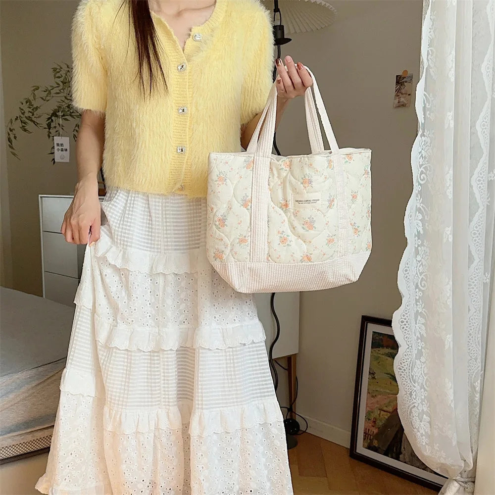 Sweet Floral Women's Bento Handbags Retro Patchwork Ladies Tote Shoulder Bags Retro Flower Female Storage Shopper Bag Purse