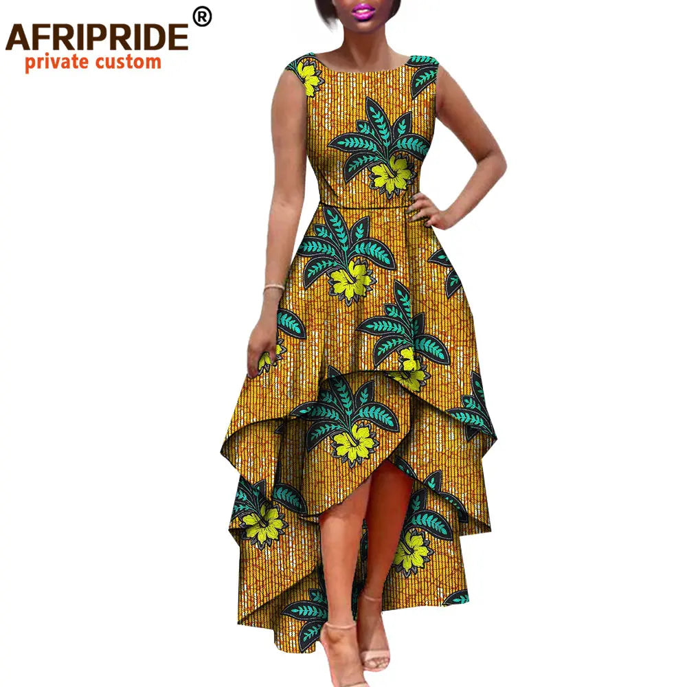 Hot African Women's AFRIPRIDE Private Sleeveless Pleated Party Dress Cotton Women's Dresses A722582