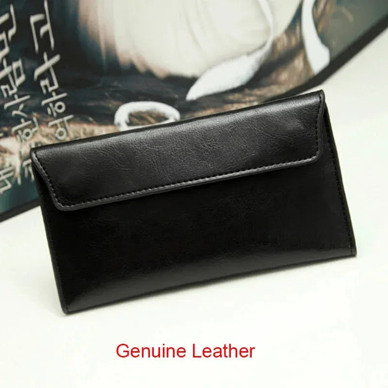Luxurious Genuine Leather Women's Long Wallet Wallet Clutch 2-in-1 Credit Card Holder Wallet