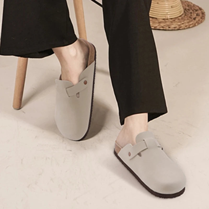 Evshine Men' s Cork Suede Mules with Arch Support Classic Potato Shoes Cozy Cork Footbed Clogs Slippers Men Fashion Beach Sandal