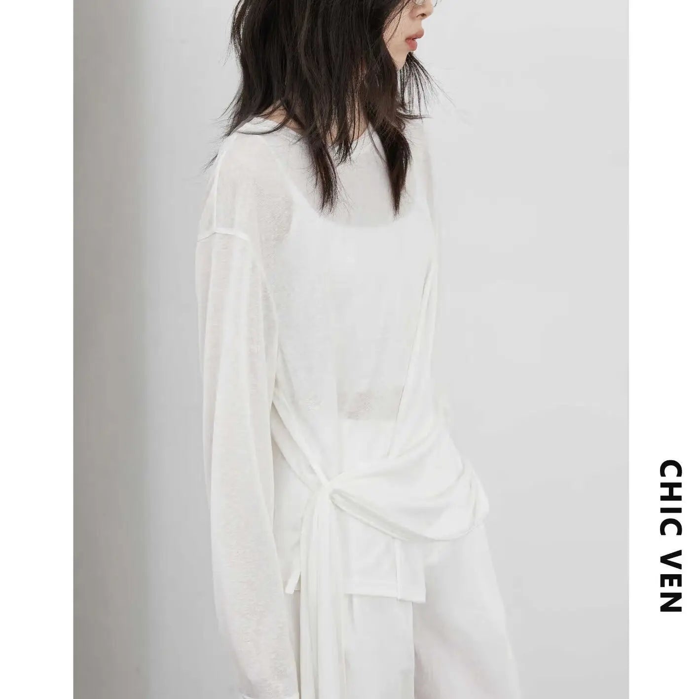 CHIC VEN Fashion Women's Pullovers Tees O Neck New Loose Solid Long Sleeve Female T-shirt Thin Female Top Spring Autumn 2025