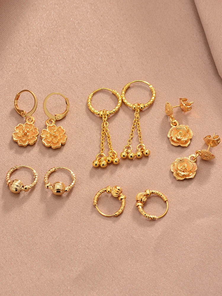 Ethiopian Gold Color Earrings For Woman African Fashion Wedding Bridal Party Wife Earrings Jewelry New