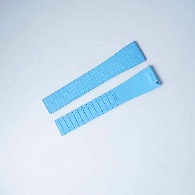 Cut to Size Fluoro Rubber Watch Strap 18/19/20/21/22mm Mosaic FKM Deployment Buckle Universal Flat End Replace Band Bracelet