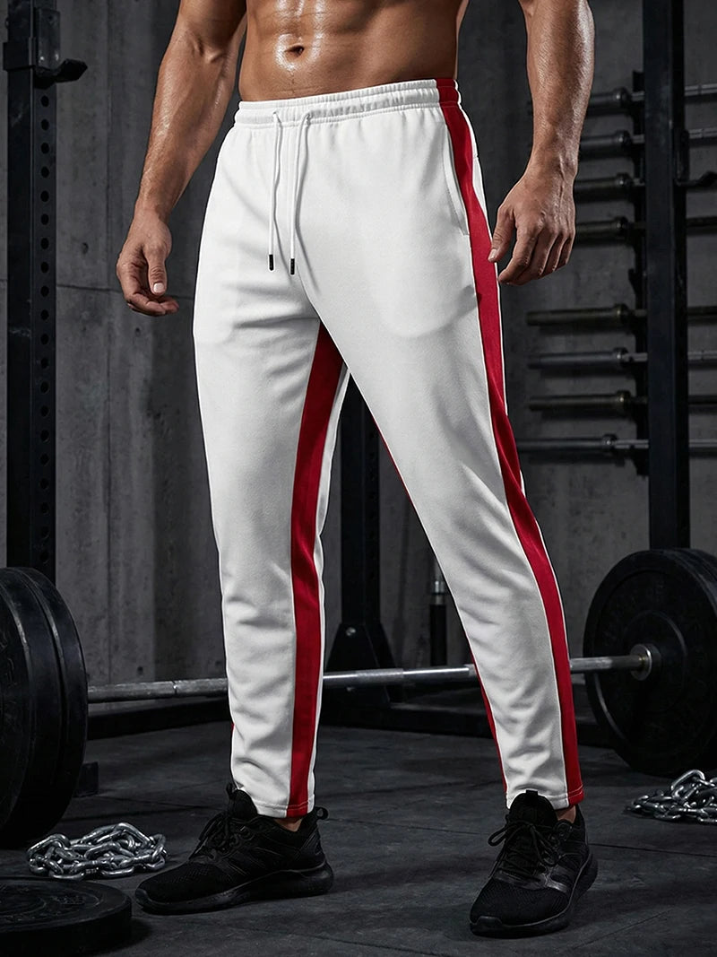 Mens Athletic Workout Running Jogging Sweatpants Fall Winter Warm Cozy Joggers Pants Colorblock Patchwork Trousers Activewear