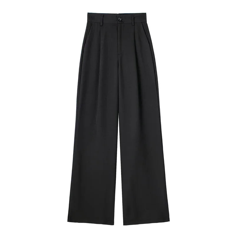 HXAO Women 2024 Wide leg Pants Baggy High Waist Pants Women's Wide Trousers Black Office wear Wide Pants Woman Autumn Trousers BAZAARHUBO