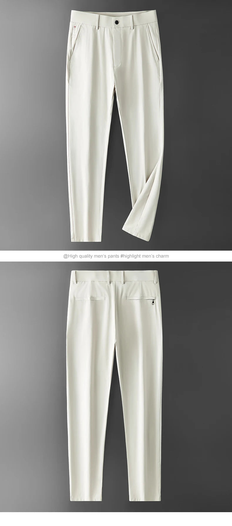 BROWON Brand Men Pants Summer New Business Fashion Straight Casual Pants Mid Light Elastic Loose Ice Silk Breathable Thin Pants
