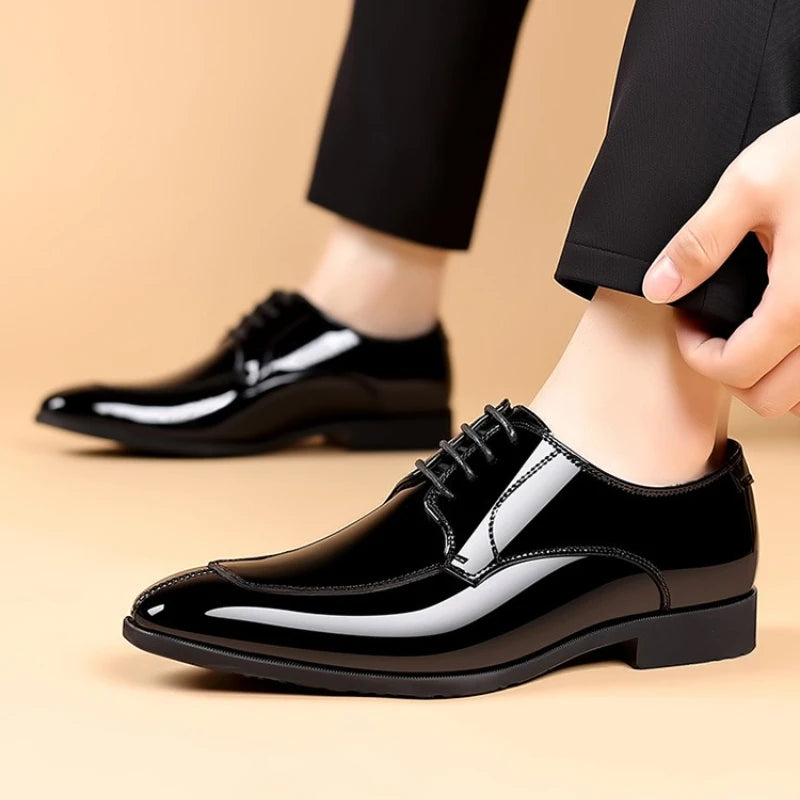 Business Men's Dress Shoes Patent Leather Trend Mens Party Shoe Soft Sole Casual Shoes Plus Size 38-48 Men Shoes High Quality