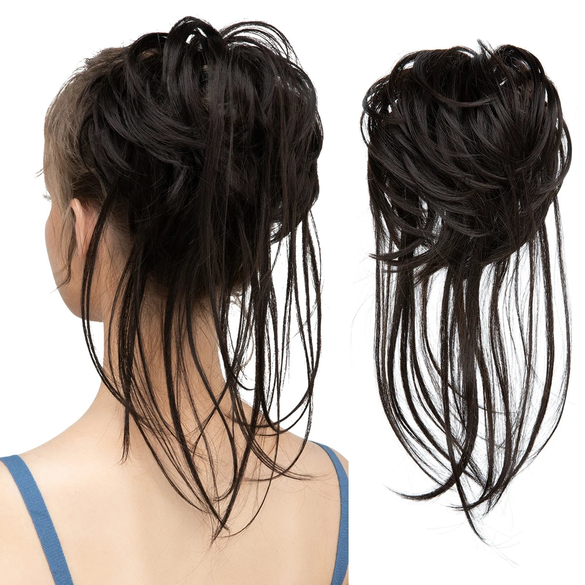 Synthetic Elastic Messy Bun Hairpieces Curly Scrunchie Black Blonde Brown Chignon Band Updo Donut For Women Natural Fake Hair