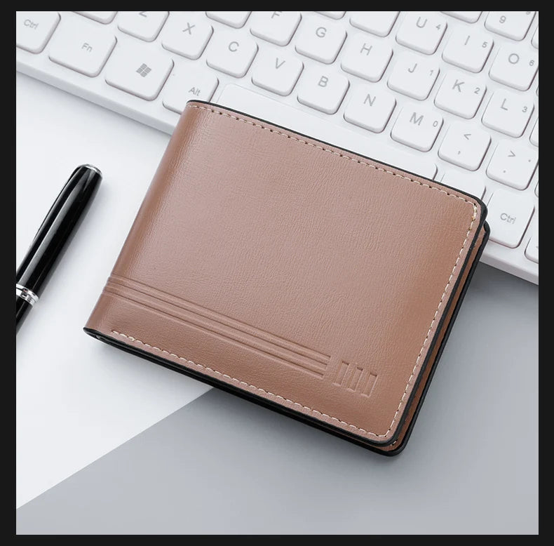 Men's Business Retro Short Wallet PU Leather Zipper Coin Purse Multi-Slot Multi-Functional Men's Wallet