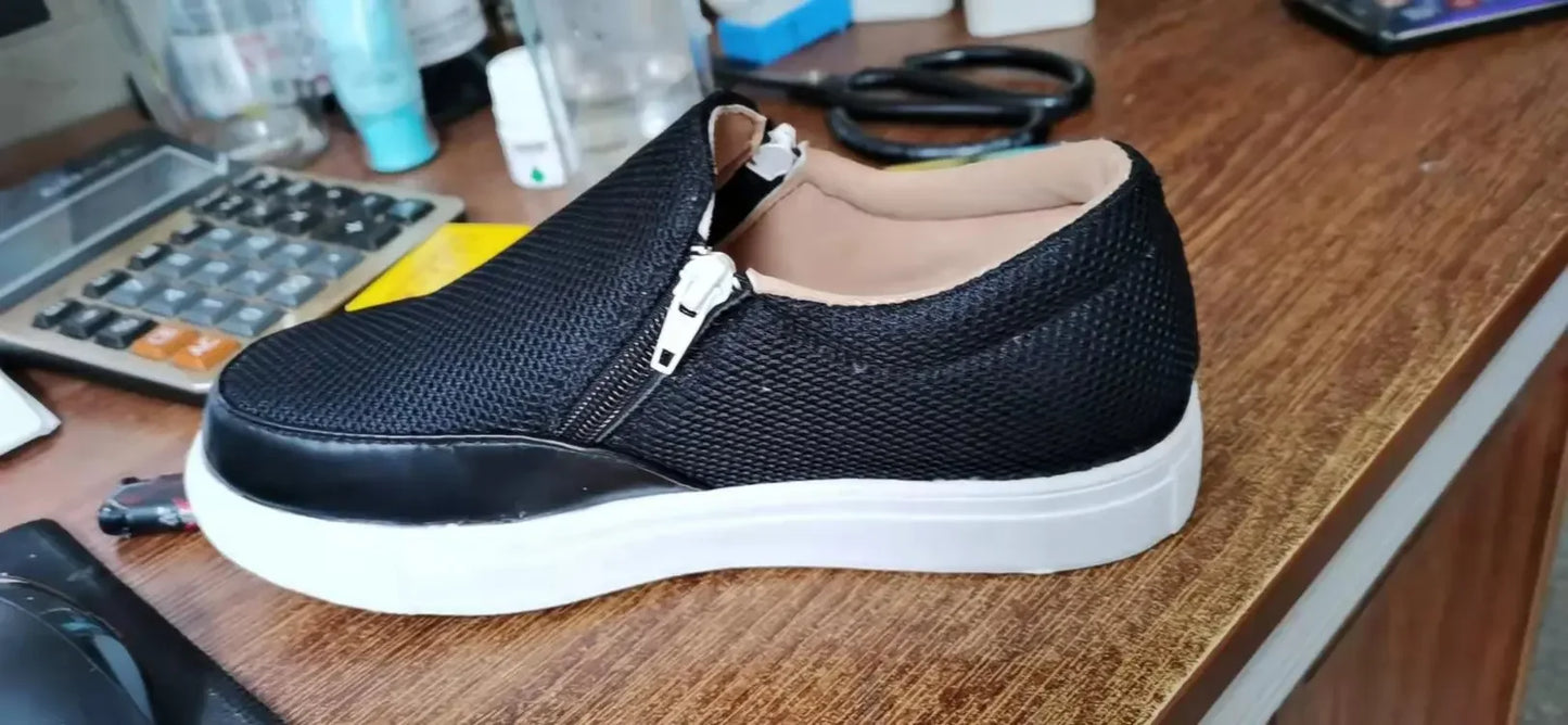 Sneakers Women 2025 New Flat Shoes Slip-on Casual Sports Shoes Platform Sneakers Zipper Temperament Walking Shoes for Women