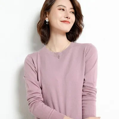 Autumn Winter Women's Sweater O-neck Cashmere Solid Pullovers Slim Bottoming Shirt Long Sleeve Casual Basic Pull Femme Sweater