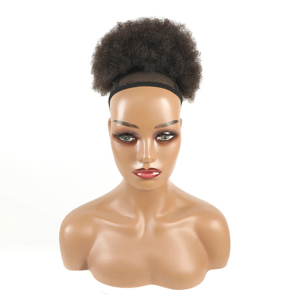 Synthetic Afro Puff Drawstring Ponytail Hair Pieces Clip on Ombre Honey Colored Blonde Kinky Drawstring Curly Ponytail