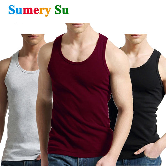 Tank Tops Men Fitness Cool Summer 100% Cotton Vest Male Sleeveless Tops Gym Slim Casual Undershirt Mens Gift 10 Colors 1PCS