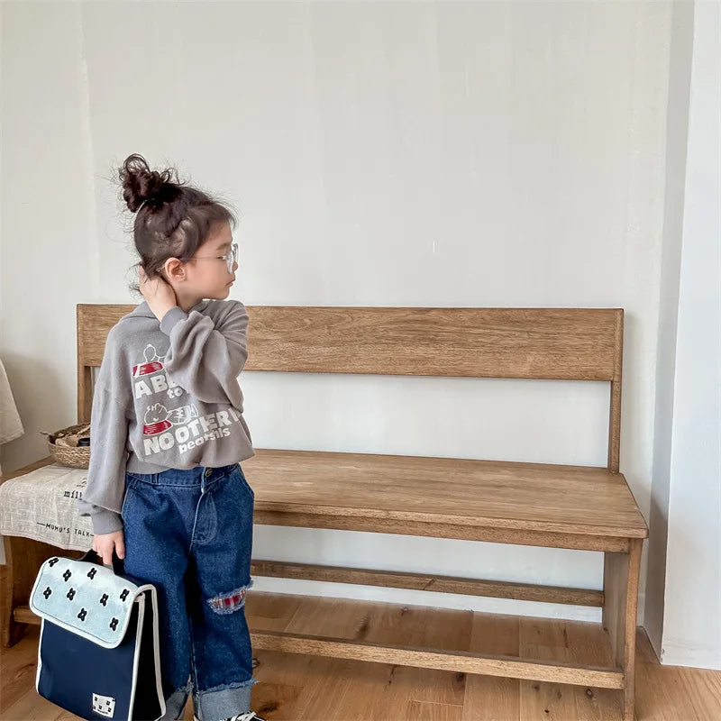 2023 Autumn Spring Baby Girls Boys Denim Pants Loose Fashion Korean Style Kids Casual Jeans Toddler Trouser Children's Clothes