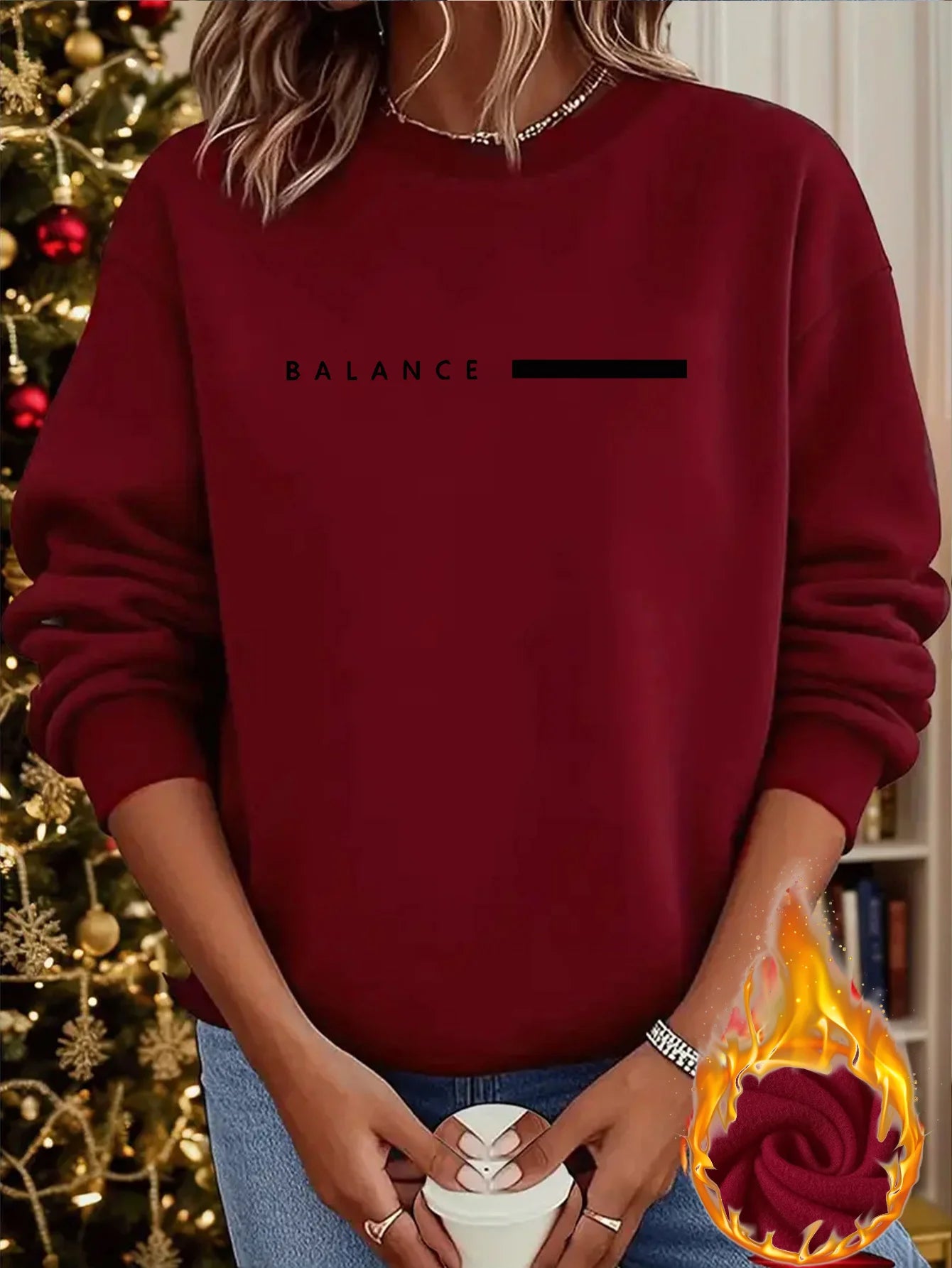 Women's Casual Heart Print Pullover Sweatshirt Geometric Design Long Sleeve Round Neck Machine Washable Regular Fit for Autum