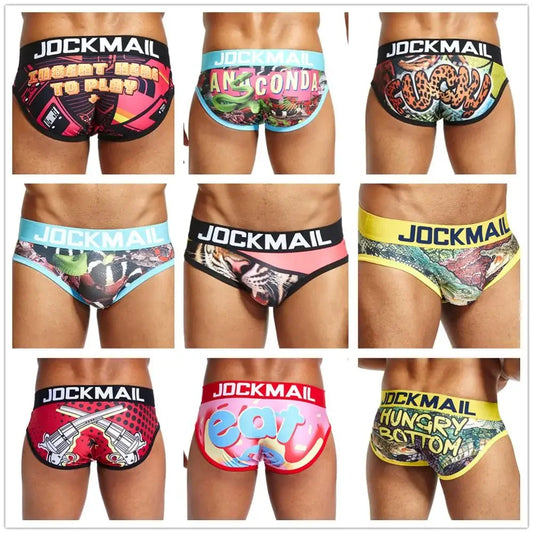 Animal Cartoon Print Men Underwear Nylon Ice Silk Sexy Men Briefs Breathable Slip Cueca Gay Male Panties Underpants Briefs