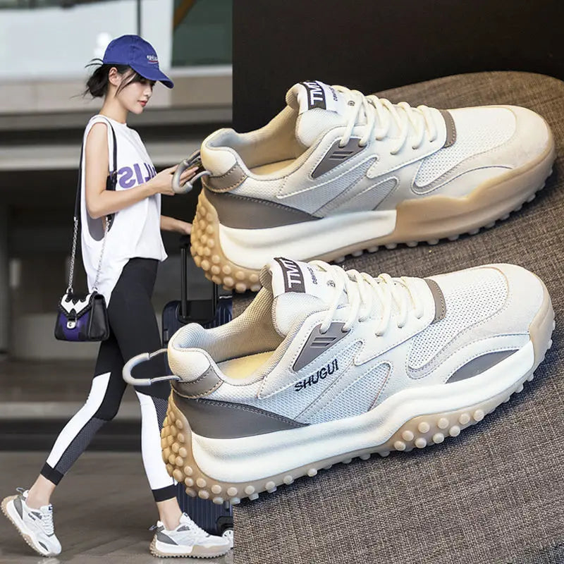Flat Running Shoes for Women Casual Autumn Womens Sport Sneaker Chunky Cute Spring Fashion White Comfortable and Elegant 2025