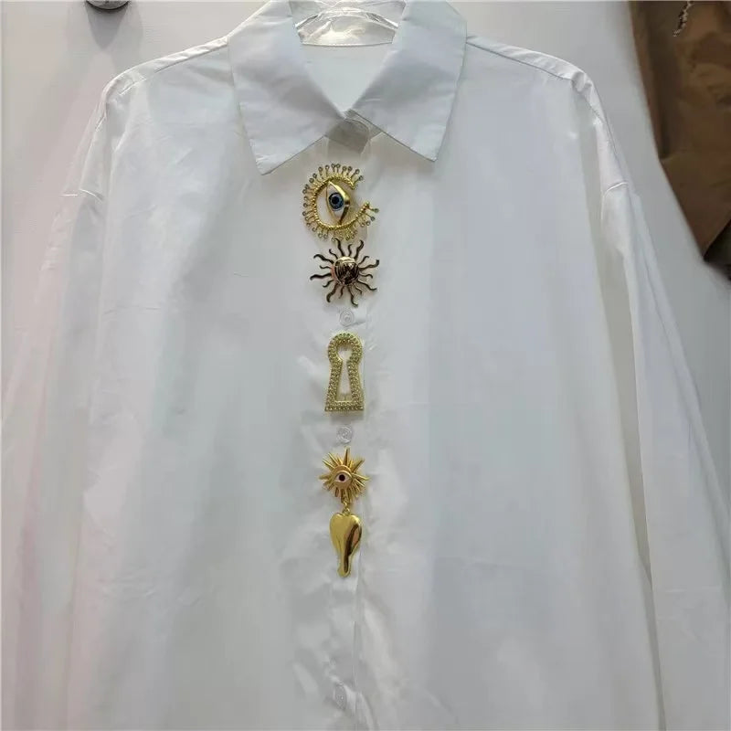 High-end Luxury Design Spring Autumn Summer 2026 Cotton Long Sleeve Blouses Shirts for Women Casual Chic Top Woman Clothes Blusa